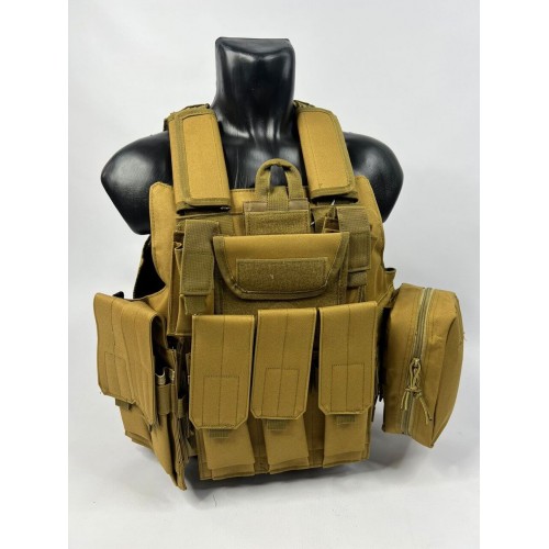 Тактический разгрузочный жилет «5 / пять карманов» с подсумками Tactical Molle Plate Carrier для съемных бронепластин в Зеленограде